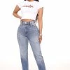 Fashion Nova Truly Authentic Slim Stretch Straight Leg Jeans - Light Blue Wash