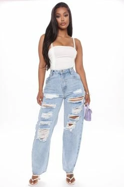 Cheap 🛒 Fashion Nova Never Letting Go Distressed Boyfriend 👖 Jeans - Light Blue Wash Baggy 👖 Jeans 👍 18 Fashion Nova Never Letting Go Distressed Boyfriend Jeans - Light Blue Wash Baggy Jeans