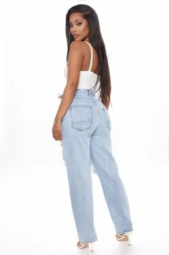 Cheap 🛒 Fashion Nova Never Letting Go Distressed Boyfriend 👖 Jeans - Light Blue Wash Baggy 👖 Jeans 👍 21 Fashion Nova Never Letting Go Distressed Boyfriend Jeans - Light Blue Wash Baggy Jeans