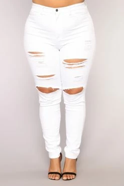 Fashion Nova Blanched Jeans - White Skinny Jeans