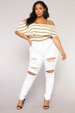 Fashion Nova Blanched Jeans - White Skinny Jeans