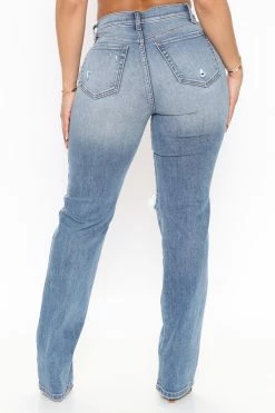 New ๐ Fashion Nova V Nice To Meet Me Distressed Straight Leg ๐ Jeans - Medium Blue Wash ๐ 19 Fashion Nova V Nice To Meet Me Distressed Straight Leg Jeans - Medium Blue Wash