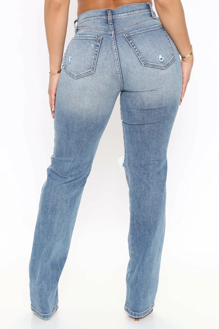 New ๐ Fashion Nova V Nice To Meet Me Distressed Straight Leg ๐ Jeans - Medium Blue Wash ๐ 11 Fashion Nova V Nice To Meet Me Distressed Straight Leg Jeans - Medium Blue Wash