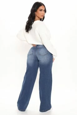 Fashion Nova Baggy Jeans Abbot Kinney Wide Leg Skater Jeans - Dark Wash