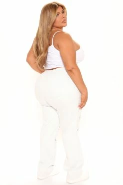 Fashion Nova Peek A Blue Straight Leg Jeans - White/Blue