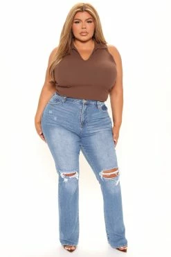 Fashion Nova Babetown Bootcut Jeans - Medium Blue Wash