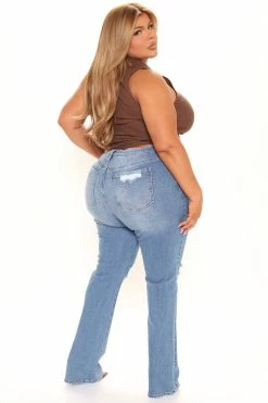 Fashion Nova Babetown Bootcut Jeans - Medium Blue Wash
