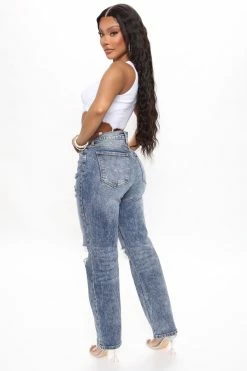Fashion Nova Always Together Ripped Boyfriend Jeans - Medium Blue Wash