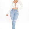 Fashion Nova Skinny Jeans Different City Every Night Distressed Ankle Jeans - Light Blue Wash