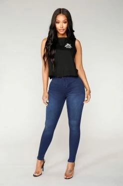 Fashion Nova Oooh Girl High Rise Ankle Jeans - Dark Denim Skinny Jeans