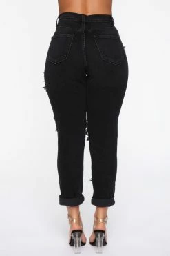 Fashion Nova Driving Me Crazy Boyfriend Jeans - Black