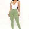 Fashion Nova Classic High Waist Skinny Jeans - Olive