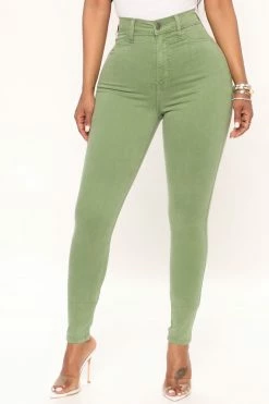Fashion Nova Classic High Waist Skinny Jeans - Olive