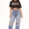 Fashion Nova Cut Above The Rest Ripped Straight Leg Jeans - Medium Wash