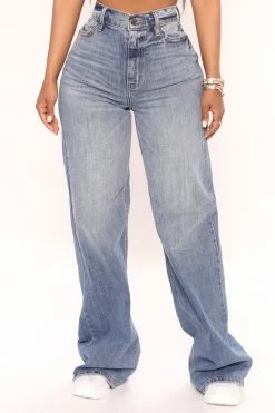 Fashion Nova Yours Truly 90s Baggy Jeans - Medium Blue Wash