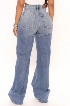 Fashion Nova Yours Truly 90s Baggy Jeans - Medium Blue Wash