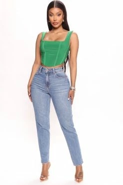 Fashion Nova Summer Sky High Waist Slim Straight Leg Jeans - Medium Wash