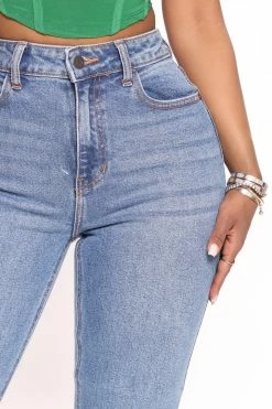 Fashion Nova Summer Sky High Waist Slim Straight Leg Jeans - Medium Wash