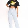 Fashion Nova Straight Leg Jeans Go To High Rise Straight Leg 90's Jeans - Light Wash
