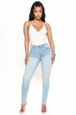 Fashion Nova Alexa High Rise Booty Lifter Skinny Jeans - Light Blue Wash