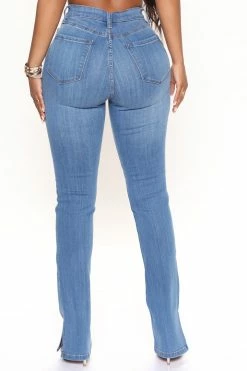 Fashion Nova Seaside Side Slit Skinny Jeans - Medium Blue Wash