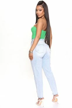 Fashion Nova If You Dare Ripped Boyfriend Jeans - Light Blue Wash