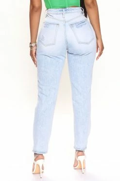 Fashion Nova If You Dare Ripped Boyfriend Jeans - Light Blue Wash