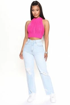 Fashion Nova Cowgirl Straight Leg Jeans - Light Blue Wash