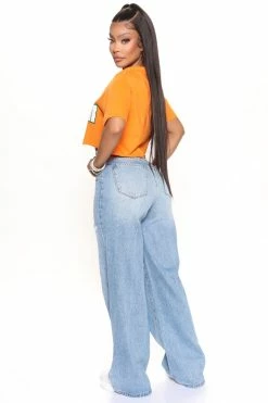 Fashion Nova Stuck On You '90s Baggy Jeans - Medium Blue Wash