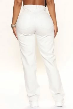 Fashion Nova Peek A Blue Straight Leg Jeans - White/Blue