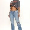 Fashion Nova Hip Hugging Low Rise Straight Leg Jeans - Medium Blue Wash