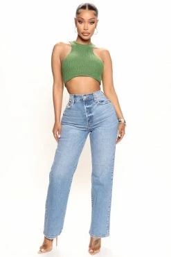 Fashion Nova Long Lost 90's High Rise Straight Leg Jeans - Medium Wash