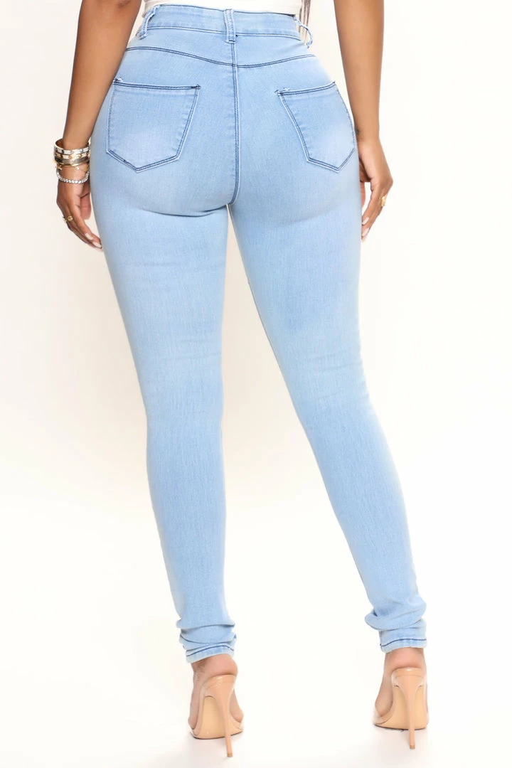 Fashion Nova Skinny Jeans On A Wave Jeans - Light Blue Wash