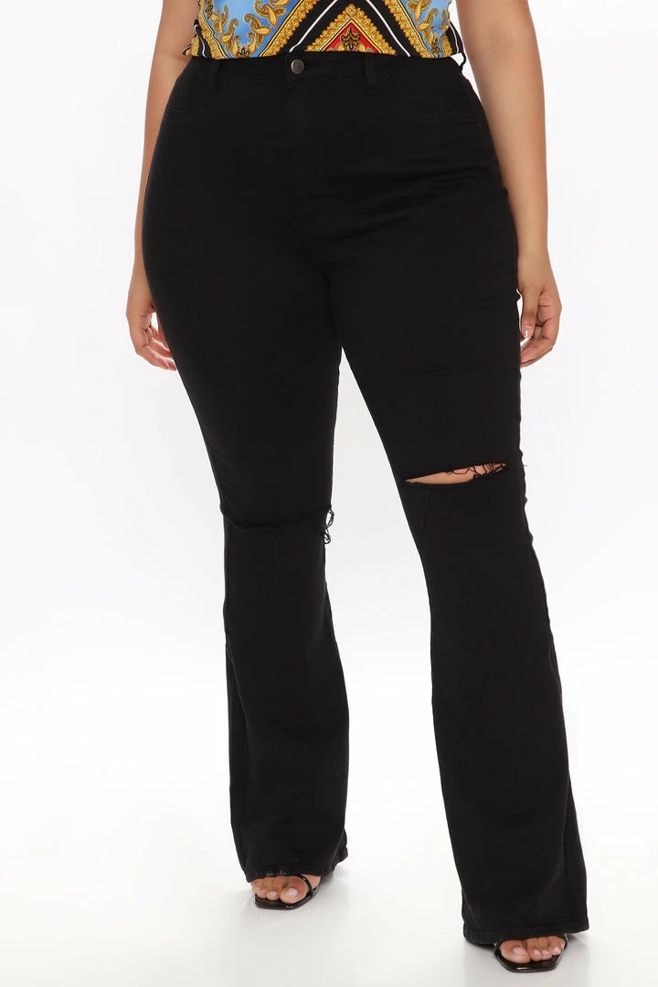 Brand new ๐ Fashion Nova Here To Stay Flare ๐ Jeans - Black โ 9 Fashion Nova Here To Stay Flare Jeans - Black