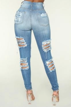 Fashion Nova Alter Ego High Waisted Distressed Jeans - Light Blue Skinny Jeans