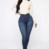 Fashion Nova Missing You Crazy High Rise Jeans - Dark Wash