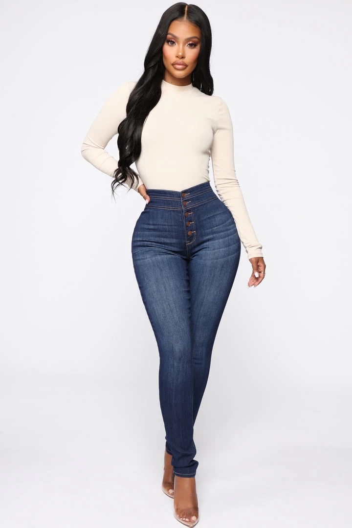 Fashion Nova Missing You Crazy High Rise Jeans - Dark Wash