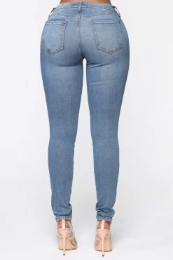 Fashion Nova Flex Game Strong Low Rise Skinny Jeans - Light Blue Wash