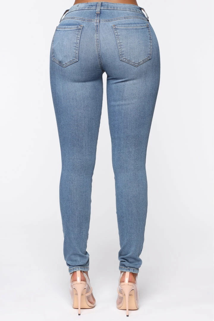 Fashion Nova Flex Game Strong Low Rise Skinny Jeans - Light Blue Wash