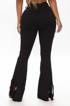 Fashion Nova Flare Jeans Let Your Flare Down Distressed Jeans - Black