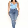 Fashion Nova Best Dressed Stretch Mom Jeans - Medium Blue Wash