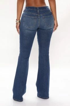 Fashion Nova Go Low Stretch Flare Jeans - Dark Wash