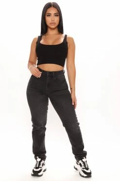 Fashion Nova 90's Iconic Straight Leg Jeans - Black