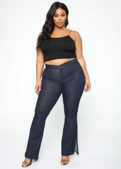 Fashion Nova Junk In The Trunk Flare Jeans - Dark Denim