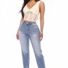 Fashion Nova Now Or Never Cuffed Boyfriend Jeans - Medium Blue Wash