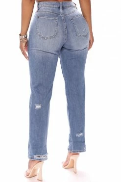 Fashion Nova Now Or Never Cuffed Boyfriend Jeans - Medium Blue Wash