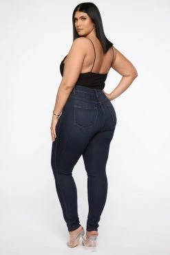 Discount 🔔 Fashion Nova Classic Button Up Skinny 👖 Jeans - Dark Denim 💯 27 Fashion Nova Classic Button Up Skinny Jeans - Dark Denim