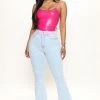 Fashion Nova Way Out West Flare Jeans - Light Blue Wash
