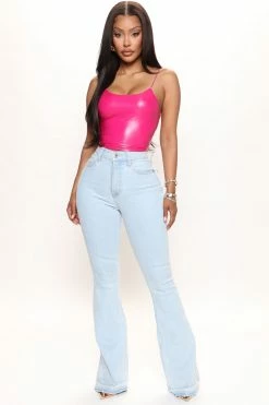 Fashion Nova Way Out West Flare Jeans - Light Blue Wash