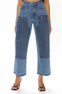 Fashion Nova Something Special Wide Leg Ankle Jeans - Medium Blue Wash